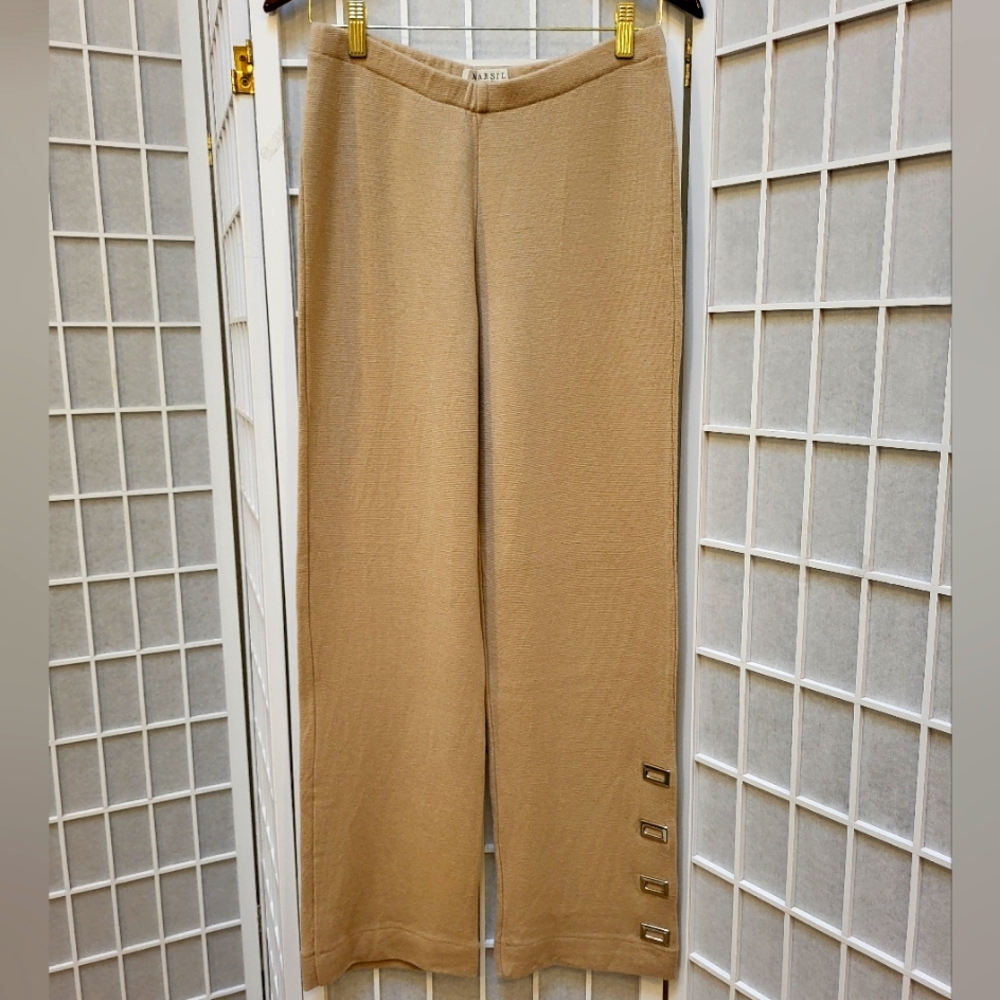 Marsil Wool Knit trouser in soft Camel, Made in Italy, sz L